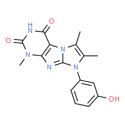 ChemSpider 2D Image | 8-(3-Hydroxyphenyl)-1,6,7-trimethyl-1H-imidazo[2,1-f]purine-2,4(3H,8H)-dione | C16H15N5O3