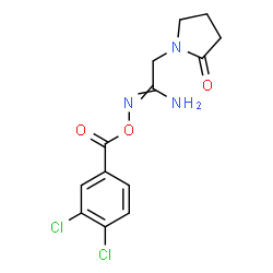 ChemSpider 2D Image | N'-[(3,4-Dichlorobenzoyl)oxy]-2-(2-oxo-1-pyrrolidinyl)ethanimidamide | C13H13Cl2N3O3