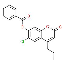ChemSpider 2D Image | 6-Chloro-2-oxo-4-propyl-2H-chromen-7-yl benzoate | C19H15ClO4