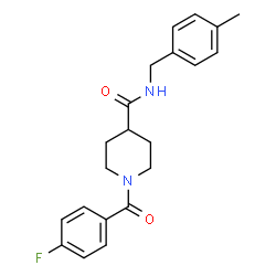 ChemSpider 2D Image | 1-(4-Fluorobenzoyl)-N-(4-methylbenzyl)-4-piperidinecarboxamide | C21H23FN2O2