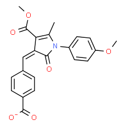 ChemSpider 2D Image | 4-{(Z)-[4-(Methoxycarbonyl)-1-(4-methoxyphenyl)-5-methyl-2-oxo-1,2-dihydro-3H-pyrrol-3-ylidene]methyl}benzoate | C22H18NO6