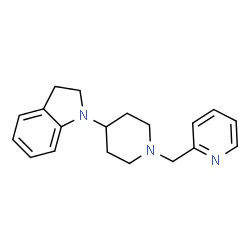 ChemSpider 2D Image | 1-[1-(2-Pyridinylmethyl)-4-piperidinyl]indoline | C19H23N3