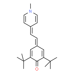 ChemSpider 2D Image | 2,6-Bis(2-methyl-2-propanyl)-4-[2-(1-methyl-4(1H)-pyridinylidene)ethylidene]-2,5-cyclohexadien-1-one | C22H29NO