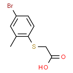 ChemSpider 2D Image | (4-Bromo-2-methyl-phenylsulfanyl)-acetic acid | C9H9BrO2S
