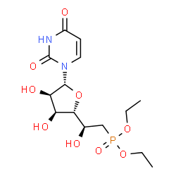 ChemSpider 2D Image | 1-[6-Deoxy-6-(diethoxyphosphoryl)-beta-D-allofuranosyl]-2,4(1H,3H)-pyrimidinedione | C14H23N2O9P