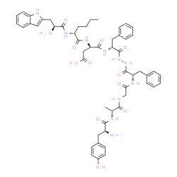 ChemSpider 2D Image | (2S,5R,11S,16R,19R)-2-Amino-19-{[(2R)-2-{[(2S)-2-amino-3-(1H-indol-2-yl)propanoyl]amino}hexanoyl]amino}-11,16-dibenzyl-1-(4-hydroxyphenyl)-5-methyl-3,6,9,12,15,18-hexaoxo-4,7,10,13,14,17-hexaazahenico
san-21-oic acid | C53H65N11O11