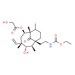 ChemSpider 2D Image | (1S,2R,4S,5S,6R,7S)-7-{2-[(Ethoxycarbonyl)amino]ethyl}-5-hydroxy-1,4,6,10-tetramethyl-11-oxo-4-vinylbicyclo[5.3.1]undec-2-yl glycolate | C24H39NO7
