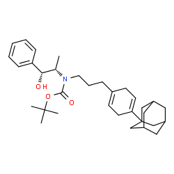ChemSpider 2D Image | 2-Methyl-2-propanyl {3-[4-(adamantan-1-yl)-1,4-cyclohexadien-1-yl]propyl}[(1R,2S)-1-hydroxy-1-phenyl-2-propanyl]carbamate | C33H47NO3