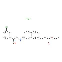 ChemSpider 2D Image | Ethyl 3-[(7R)-7-{[(2R)-2-(3-chlorophenyl)-2-hydroxyethyl]amino}-5,6,7,8-tetrahydro-2-naphthalenyl]propanoate hydrochloride (1:1) | C23H29Cl2NO3