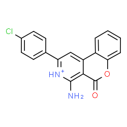 ChemSpider 2D Image | 4-Amino-2-(4-chlorophenyl)-5-oxo-5H-chromeno[3,4-c]pyridin-3-ium | C18H12ClN2O2