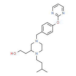 ChemSpider 2D Image | 2-{1-(3-Methylbutyl)-4-[4-(2-pyrimidinyloxy)benzyl]-2-piperazinyl}ethanol | C22H32N4O2