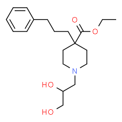 ChemSpider 2D Image | Ethyl 1-(2,3-dihydroxypropyl)-4-(3-phenylpropyl)-4-piperidinecarboxylate | C20H31NO4