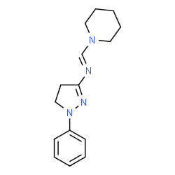 ChemSpider 2D Image | (E)-N-(1-Phenyl-4,5-dihydro-1H-pyrazol-3-yl)-1-(1-piperidinyl)methanimine | C15H20N4