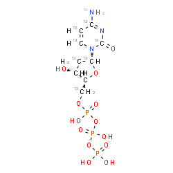 ChemSpider 2D Image | 2'-Deoxy(~13~C_9_,~15~N_3_)cytidine 5'-(tetrahydrogen triphosphate) | 13C9H1615N3O13P3
