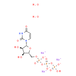 ChemSpider 2D Image | Sodium 5'-O-[({[(hydroxyphosphinato)oxy]phosphinato}oxy)phosphinato]uridine hydrate (3:1:2) | C9H16N2Na3O17P3