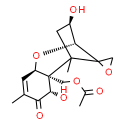 ChemSpider 2D Image | (3beta,7alpha,12xi)-3,7-Dihydroxy-8-oxo-12,13-epoxytrichothec-9-en-15-yl acetate | C17H22O7