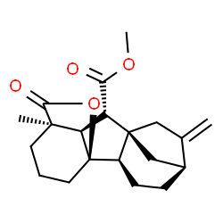 ChemSpider 2D Image | Methyl (1R,2R,5S,8R,9S,10R,11R)-11-methyl-6-methylene-16-oxo-15-oxapentacyclo[9.3.2.1~5,8~.0~1,10~.0~2,8~]heptadecane-9-carboxylate | C20H26O4