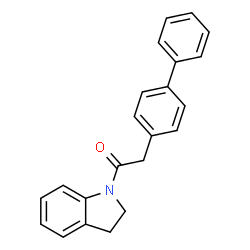 ChemSpider 2D Image | 2-Biphenyl-4-yl-1-(2,3-dihydro-indol-1-yl)-ethanone | C22H19NO