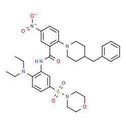ChemSpider 2D Image | 2-(4-Benzyl-1-piperidinyl)-N-[2-(diethylamino)-5-(4-morpholinylsulfonyl)phenyl]-5-nitrobenzamide | C33H41N5O6S
