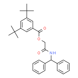 ChemSpider 2D Image | 2-[(Diphenylmethyl)amino]-2-oxoethyl 3,5-bis(2-methyl-2-propanyl)benzoate | C30H35NO3