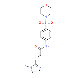 ChemSpider 2D Image | 2-[(4-Methyl-4H-1,2,4-triazol-3-yl)sulfanyl]-N-[4-(4-morpholinylsulfonyl)phenyl]acetamide | C15H19N5O4S2