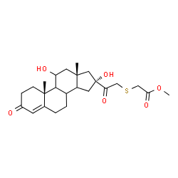 ChemSpider 2D Image | Methyl ({2-[(8xi,9xi,14xi,16alpha)-11,16-dihydroxy-3-oxoandrost-4-en-16-yl]-2-oxoethyl}sulfanyl)acetate | C24H34O6S