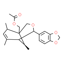 ChemSpider 2D Image | [(9S)-4-(1,3-Benzodioxol-5-yl)-6,8,9-trimethyl-3-oxabicyclo[3.3.1]non-6-en-1-yl]methyl acetate | C21H26O5
