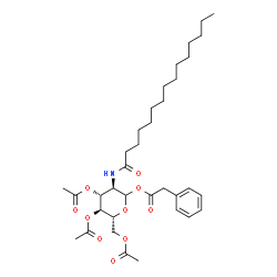 ChemSpider 2D Image | 3,4,6-Tri-O-acetyl-2-deoxy-2-(pentadecanoylamino)-1-O-(phenylacetyl)-D-glucopyranose | C35H53NO10