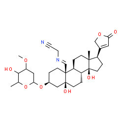 ChemSpider 2D Image | (3beta,5beta,19E)-19-[(Cyanomethyl)imino]-3-[(2,6-dideoxy-3-O-methylhexopyranosyl)oxy]-5,14-dihydroxycard-20(22)-enolide | C32H46N2O8