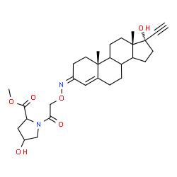 ChemSpider 2D Image | Methyl 4-hydroxy-1-[({(Z)-[(3Z,8xi,9xi,14xi)-17-hydroxypregn-4-en-20-yn-3-ylidene]amino}oxy)acetyl]prolinate | C29H40N2O6