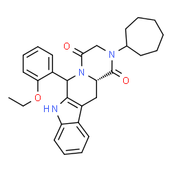 ChemSpider 2D Image | (12aS)-2-Cycloheptyl-6-(2-ethoxyphenyl)-2,3,6,7,12,12a-hexahydropyrazino[1',2':1,6]pyrido[3,4-b]indole-1,4-dione | C29H33N3O3