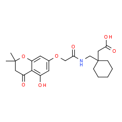 ChemSpider 2D Image | {1-[({[(5-Hydroxy-2,2-dimethyl-4-oxo-3,4-dihydro-2H-chromen-7-yl)oxy]acetyl}amino)methyl]cyclohexyl}acetic acid | C22H29NO7