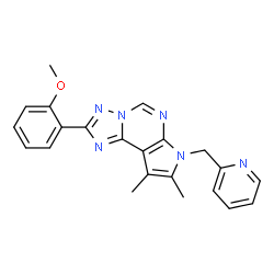 ChemSpider 2D Image | 2-(2-Methoxyphenyl)-8,9-dimethyl-7-(2-pyridinylmethyl)-7H-pyrrolo[3,2-e][1,2,4]triazolo[1,5-c]pyrimidine | C22H20N6O
