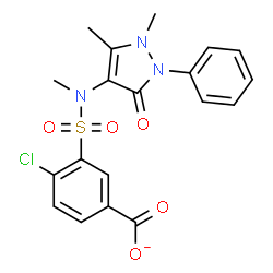 ChemSpider 2D Image | 4-Chloro-3-[(1,5-dimethyl-3-oxo-2-phenyl-2,3-dihydro-1H-pyrazol-4-yl)(methyl)sulfamoyl]benzoate | C19H17ClN3O5S