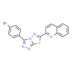 ChemSpider 2D Image | 2-[3-(4-Bromophenyl)[1,2,4]triazolo[3,4-b][1,3,4]thiadiazol-6-yl]quinoline | C18H10BrN5S