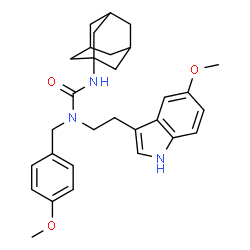 ChemSpider 2D Image | 3-Adamantan-1-yl-1-(4-methoxybenzyl)-1-[2-(5-methoxy-1H-indol-3-yl)ethyl]urea | C30H37N3O3