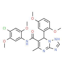ChemSpider 2D Image | N-(4-Chloro-2,5-dimethoxyphenyl)-7-(2,5-dimethoxyphenyl)-5-methyl-1,7-dihydro[1,2,4]triazolo[1,5-a]pyrimidine-6-carboxamide | C23H24ClN5O5