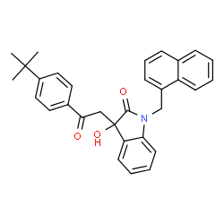 ChemSpider 2D Image | 3-[2-(4-tert-Butylphenyl)-2-oxoethyl]-3-hydroxy-1-(1-naphthylmethyl)-1,3-dihydro-2H-indol-2-one | C31H29NO3