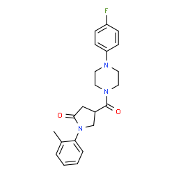 ChemSpider 2D Image | 4-{[4-(4-Fluorophenyl)-1-piperazinyl]carbonyl}-1-(2-methylphenyl)-2-pyrrolidinone | C22H24FN3O2