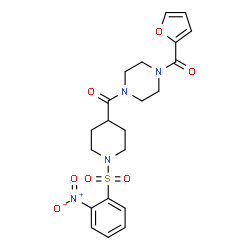 ChemSpider 2D Image | [4-(2-Furoyl)-1-piperazinyl]{1-[(2-nitrophenyl)sulfonyl]-4-piperidinyl}methanone | C21H24N4O7S