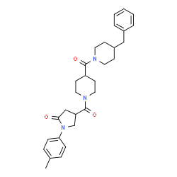 ChemSpider 2D Image | 4-({4-[(4-Benzyl-1-piperidinyl)carbonyl]-1-piperidinyl}carbonyl)-1-(4-methylphenyl)-2-pyrrolidinone | C30H37N3O3
