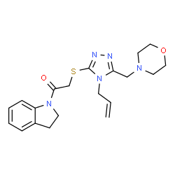 ChemSpider 2D Image | 2-{[4-Allyl-5-(4-morpholinylmethyl)-4H-1,2,4-triazol-3-yl]sulfanyl}-1-(2,3-dihydro-1H-indol-1-yl)ethanone | C20H25N5O2S