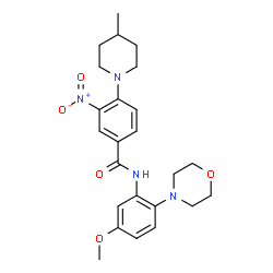 ChemSpider 2D Image | N-[5-Methoxy-2-(4-morpholinyl)phenyl]-4-(4-methyl-1-piperidinyl)-3-nitrobenzamide | C24H30N4O5