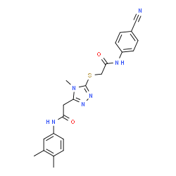 ChemSpider 2D Image | 2-[5-({2-[(4-Cyanophenyl)amino]-2-oxoethyl}sulfanyl)-4-methyl-4H-1,2,4-triazol-3-yl]-N-(3,4-dimethylphenyl)acetamide | C22H22N6O2S