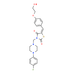 ChemSpider 2D Image | (5E)-3-{[4-(4-Fluorophenyl)-1-piperazinyl]methyl}-5-[4-(2-hydroxyethoxy)benzylidene]-1,3-thiazolidine-2,4-dione | C23H24FN3O4S