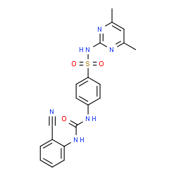 ChemSpider 2D Image | 4-{[(2-Cyanophenyl)carbamoyl]amino}-N-(4,6-dimethyl-2-pyrimidinyl)benzenesulfonamide | C20H18N6O3S