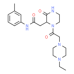 ChemSpider 2D Image | 1-[2-(4-Ethyl-1-piperazinyl)acetyl]-N-(3-methylphenyl)-3-oxo-2-piperazineacetamide | C21H31N5O3