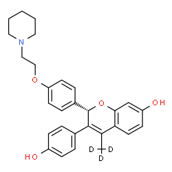 ChemSpider 2D Image | (2S)-3-(4-Hydroxyphenyl)-4-(~2~H_3_)methyl-2-{4-[2-(1-piperidinyl)ethoxy]phenyl}-2H-chromen-7-ol | C29H28D3NO4