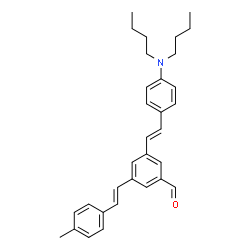 ChemSpider 2D Image | 3-{(E)-2-[4-(Dibutylamino)phenyl]vinyl}-5-[(E)-2-(4-methylphenyl)vinyl]benzaldehyde | C32H37NO