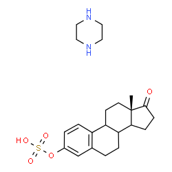 ChemSpider 2D Image | (8xi,9xi,14xi)-17-Oxoestra-1,3,5(10)-trien-3-yl hydrogen sulfate - piperazine (1:1) | C22H32N2O5S